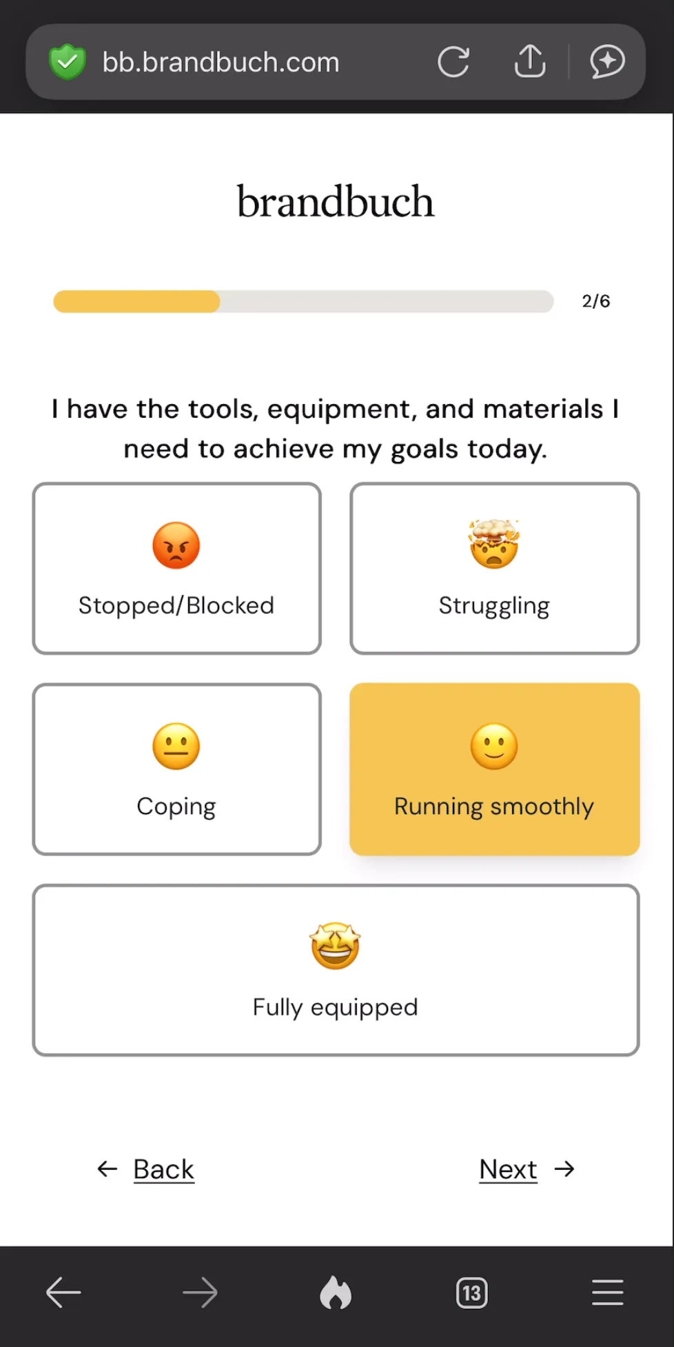 BB Pulse mobile survey interface