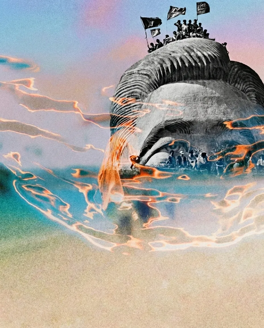 Portrait illustration representing the market signal: Power is hardening. Resistance is growing. The (No) Kings Era is rising.